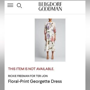 Rickie Freeman for Teri Jon White Floral Midi Dress